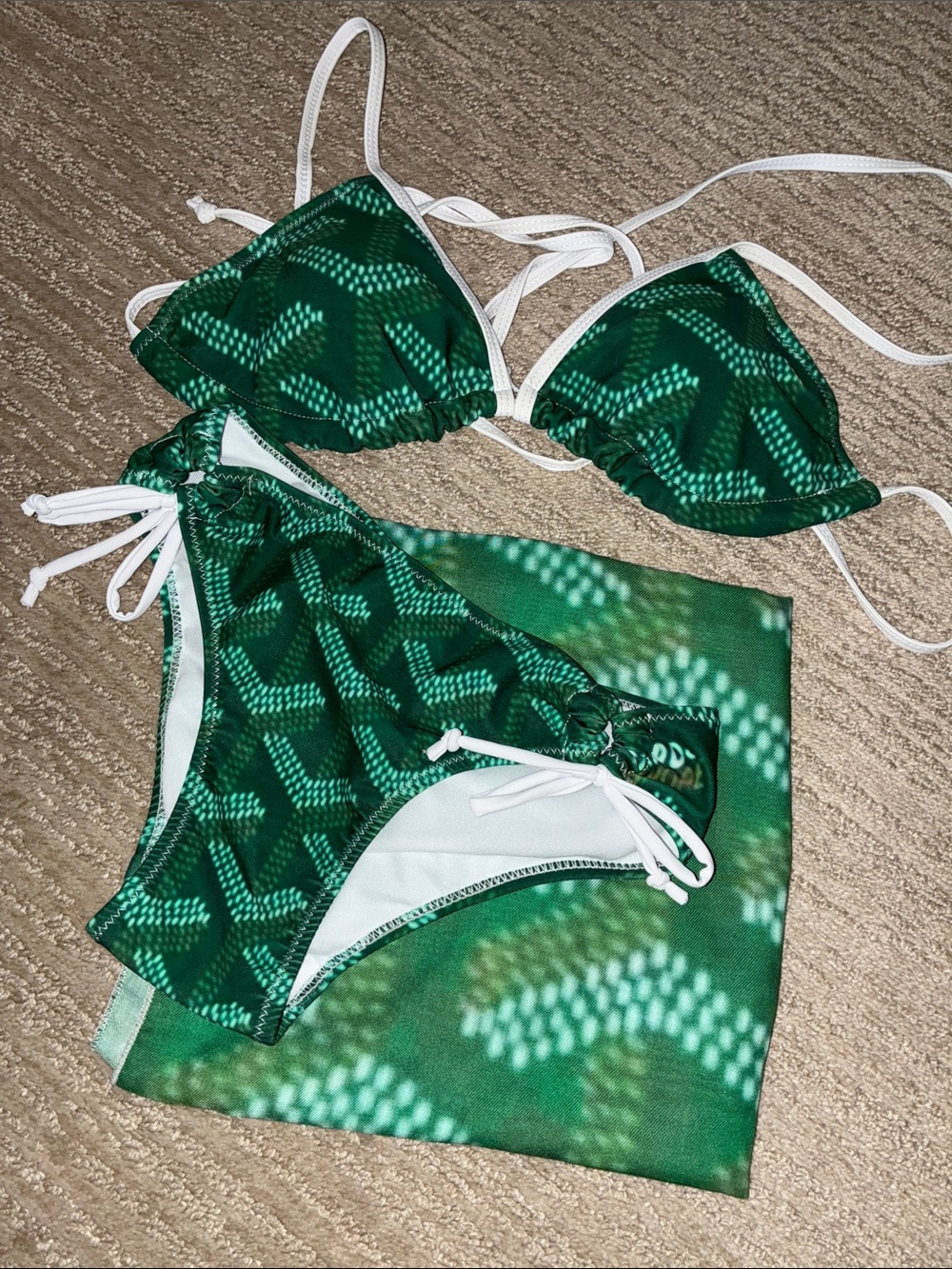 Designer inspired go yard Patterned Girls' Two-Piece Swim Set with Cover-Up